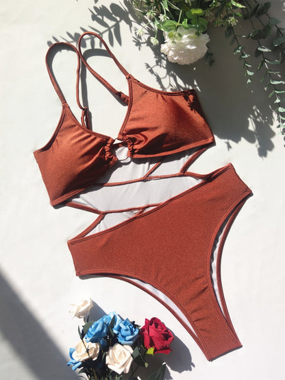 Bikini Double One-Piece Swimsuit Solid Color Bikini Swimsuit Women Stitching Swimsuit Sexy