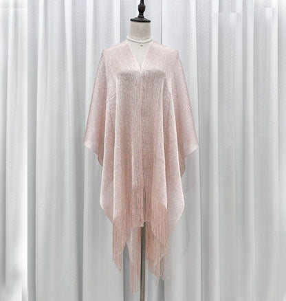 Beach Solid Color Sun Proof Tassel Knitting Beach Cover Up Sweater Shawl Cardigan