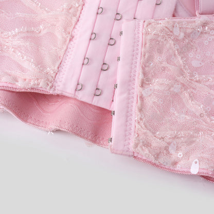 Original Design Three Dimensional Floral Rhinestone Embedded Body Shaping Tube Top Outer Wear Boning Corset Top Sling Bra