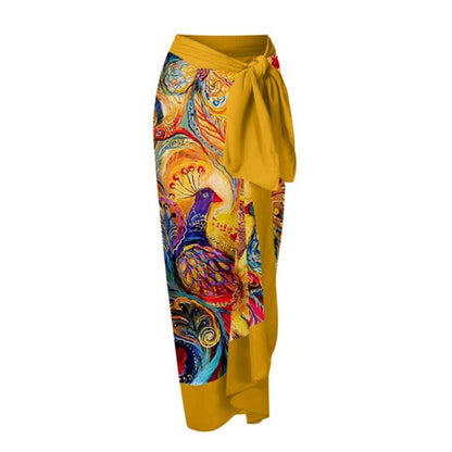 Women One Piece Swimming Sexy Print Two Piece Skirt Popular Swimsuit Bikini