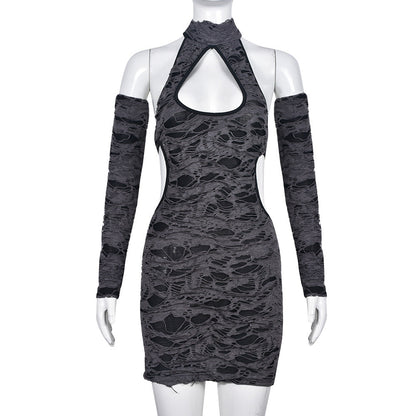 Ripped Autumn Dress Women Wrapped Chest Strap Wansheng Sheath Sexy Dress Women