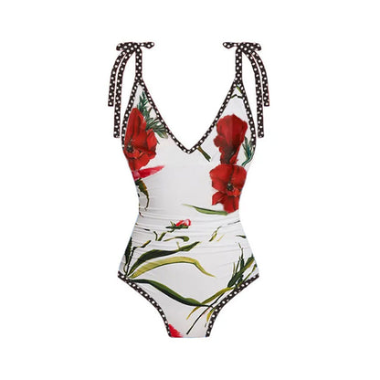 Two Piece One Piece Gauze Dress Sunscreen Swimwear Polka Dot Printed Belly Covered Slimming Swimsuit Women