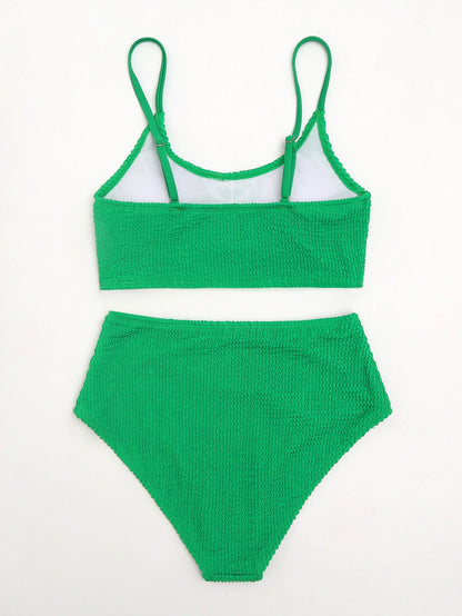 Bikini Solid Color Snake Cloth High Waist Sexy Bikini Swimsuit Swimwear Women