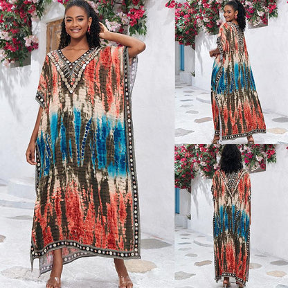 Rayon Printing Beach Cover up Robe Vacation Sun Protection Shirt Bikini Cover