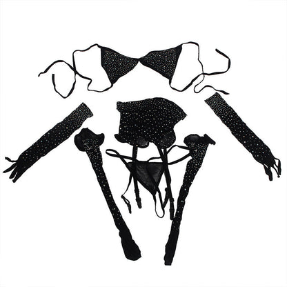 Sexy Body Stockings Women Diamond Embedded Temptation Fishnet Stockings Full Body Suit Couple Stimulation Room