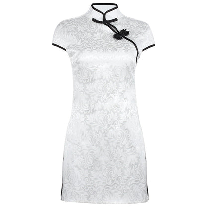 Summer Sexy High Waist Slimming Tight Improved Frog Buckle Dress Split Retro Cheongsam