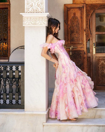 Seaside Vacation Cami Dress Yarn French Ruffled Beach Dress Atmosphere Maxi Dress Elegant