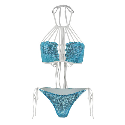 Sexy Backless Lace Up Low Waist Bikini Split Swimsuit Women Fresh Bikini