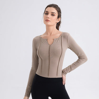 Women Yoga Sports Long Sleeve Skinny Stretchy Slimming Running Top T shirt Breathable Training Workout Clothes