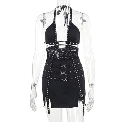 Sexy Slim Fit Hollow Out Cutout Dress Women Spring Sexy Backless Hip Dress