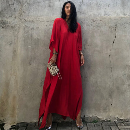 Rayon Solid Color Blouse Seaside Vacation Dress Loose Overclothes Bikini Swimsuit Robe Outer Wear Women