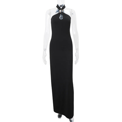 Women Clothing Summer Sexy off Shoulder High Waist Slim Solid Color Sheath Dress