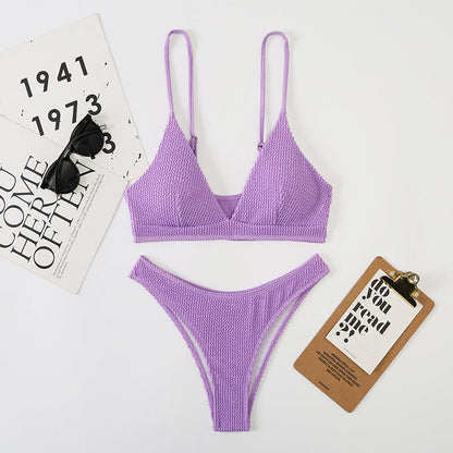 Split Wave Pattern Women Bikini Mesh Women Printed Brazilian Sexy Swimsuit