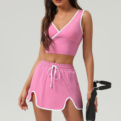 Summer Sports Casual Suit Running Exercise Vest Short Skirt Golf Suit Badminton Tennis Women