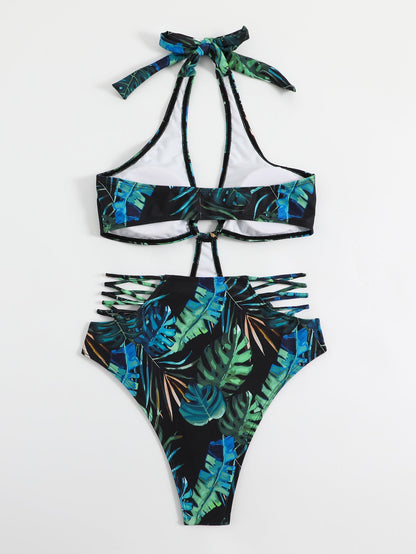 Swimsuit Women Sexy High Waist Backless Swimsuit Push up Halter Swimsuit