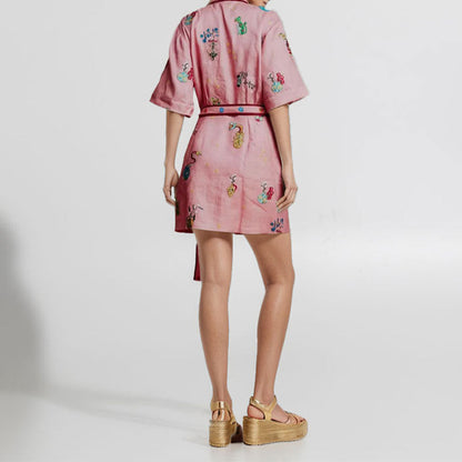 Women Clothing Casual Printing Shirt Cardigan Dress Women