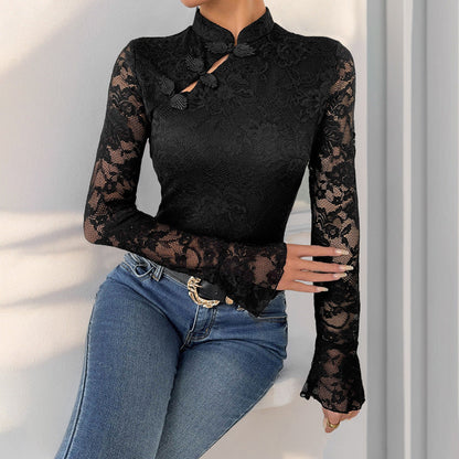 Fall Women Clothing Cheongsam Elements Black Chinese Jumpsuit