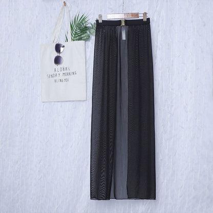 High Waist Swimming Dress Women Solid Color Belly Covering Half Cardigan Swimming Pants Skirt Wrap Skirt Bikini Swimsuit