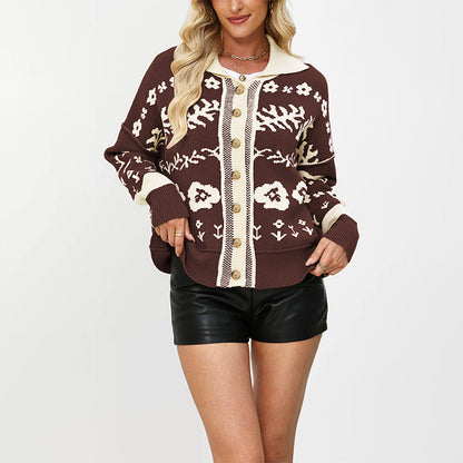 Autumn Winter Square Collar Button Sweater Women Clothing Loose Cardigan Knitted Coat