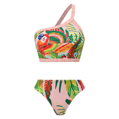 Retro One Piece Swimsuit Women Conservative Cover Belly Thin Skirt Spring Tassel Beach Skirt Set