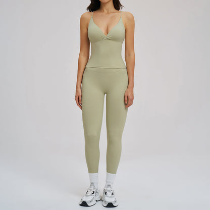 Brushed Sports Tight Back Running Sports Casual Suit Outdoor Riding Yoga Two Piece Sets