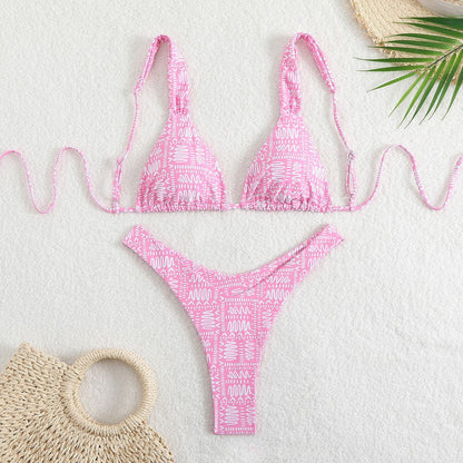 Bikini Printed Double Layer Fabric Durable High Elastic Swimsuit Women Spring Bikini