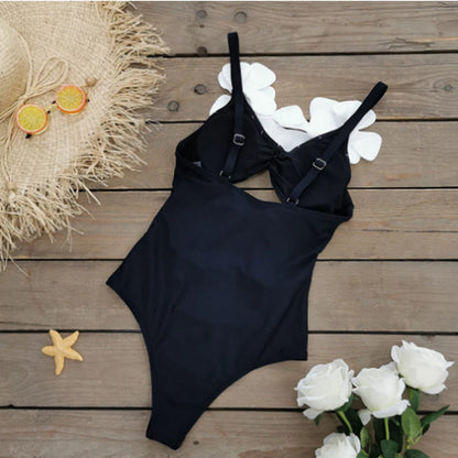 Solid Color Slim Fit Slimming Three Dimensional Floral Design One Piece Women Swimsuit