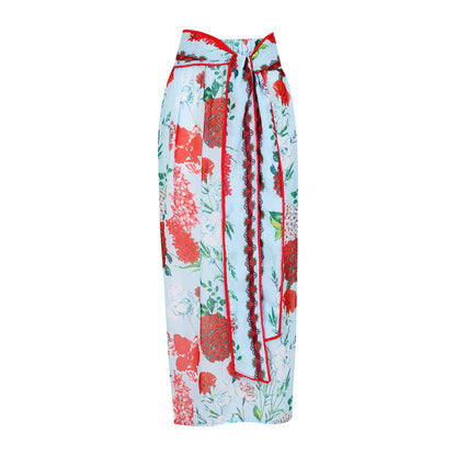 Siamese Conservative Flying Edge Covering Belly Thin Sexy Skirt Swimsuit Women Wrap Skirt Set Women