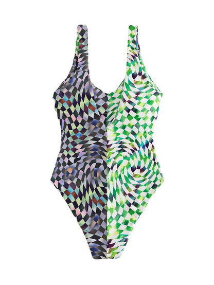 One Piece Swimsuit Women Color Slim Fit Sexy Sling Seaside Vacation Swimsuit