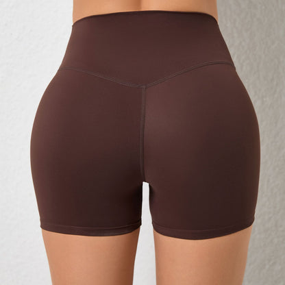 Peach Hip Raise Yoga Shorts Elastic High Waist Running Workout Shorts Tight Seamless Sports Shorts Women