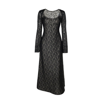 Autumn Elegant Slim Lace Sling Two Piece Blouse Women