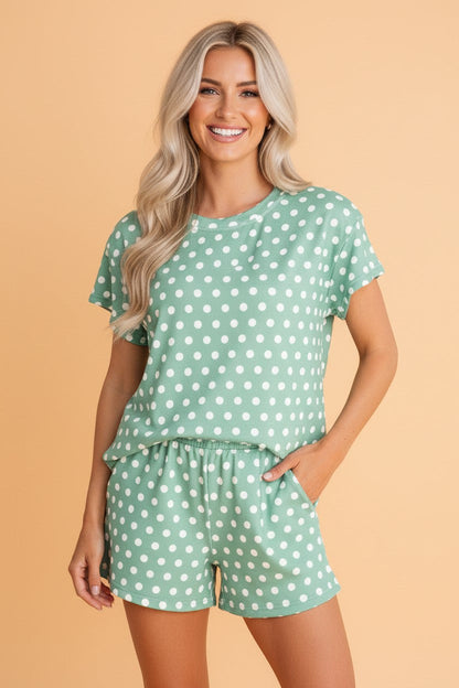 Polka Dot Short Sleeve Top & Shorts Set
