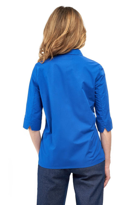 Womens Regular Fit 3/4 Sleeve Button Down Collared Camp Shirt