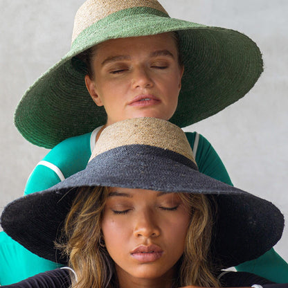 The Riri Duo Jute Straw Hat In Natural & Black