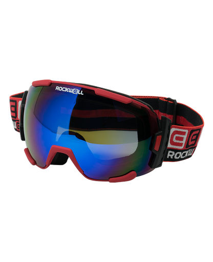 Bomber Goggles (Red w/Flash Blue Lens)