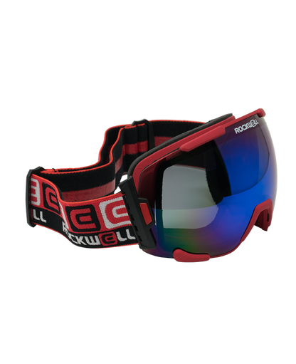 Bomber Goggles (Red w/Flash Blue Lens)