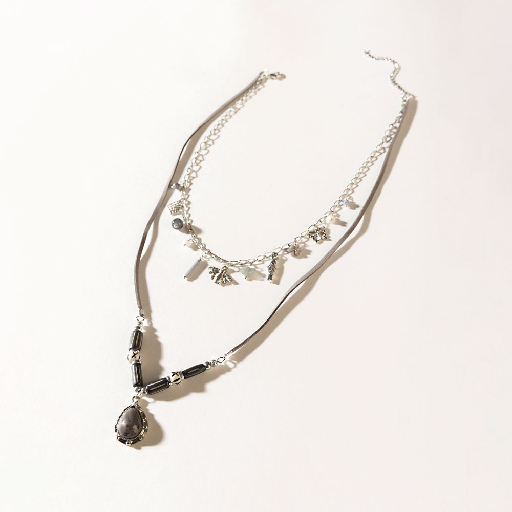 Wandererâ€™s Wish Necklace in Coal Silver