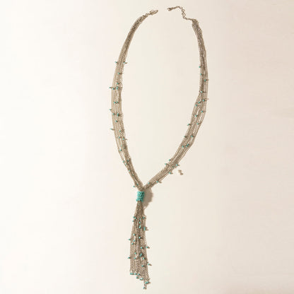 Myra Mist River Tassel Necklace in Silver Mix