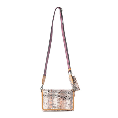 Myra Elysian Charm Leather Shoulder Bag in Onyx Snake Print