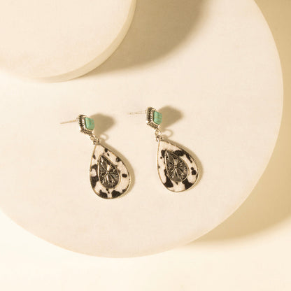 Myra Hide and Halo Earrings in Turquoise