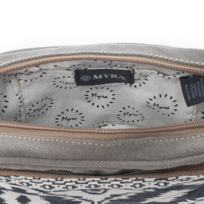 Myra Temptation Tribal Pattern Small Crossbody Bag for Women â€“ Geometric Canvas Front, Adjustable Leather Strap for Everyday Western Style