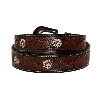 Pink feather Hand-Tooled Leather Women's Belt