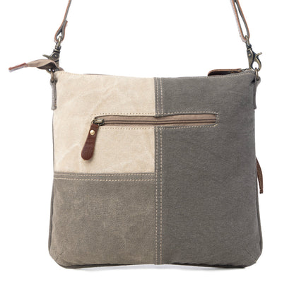 Myra Seeds of Love Crossbody Bag - Vintage Patch Leather Shoulder Bag with Zippered Pockets for Western Style