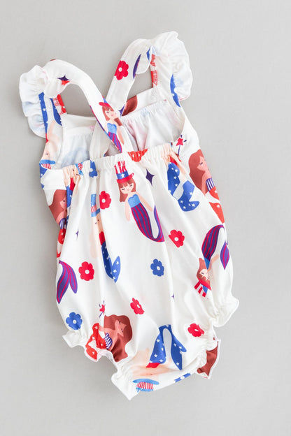 SALE Mer-Made in the USA Ruffle Cross Back Romper