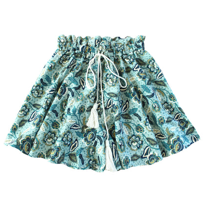 Sekar Floral Skort In Blue | High-Waisted Cotton Skirt Shorts