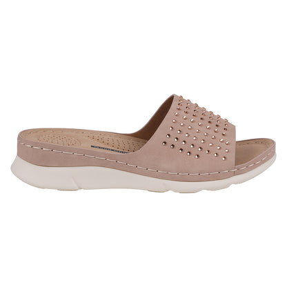 Women's Julie Blush Embellished Flat Comfort Sandals