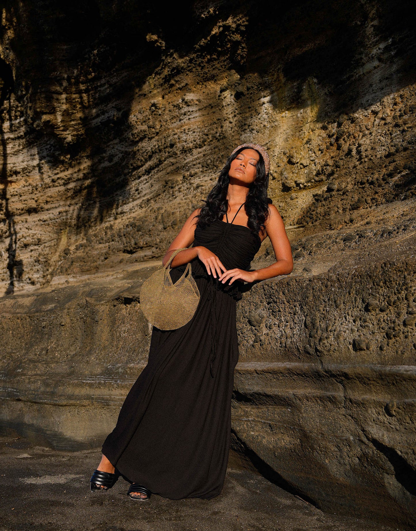 The Sol Mesh Wire Tote Bag in Dark Gold
