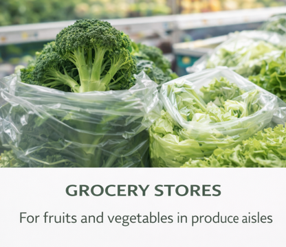 Clear Produce Bags - Roll of 100 Bags - 14" x 17"