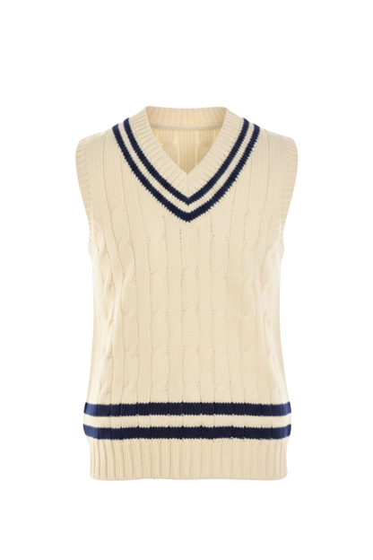 Fedeli Merino Wool V-Neck Varsity Sweater Vest