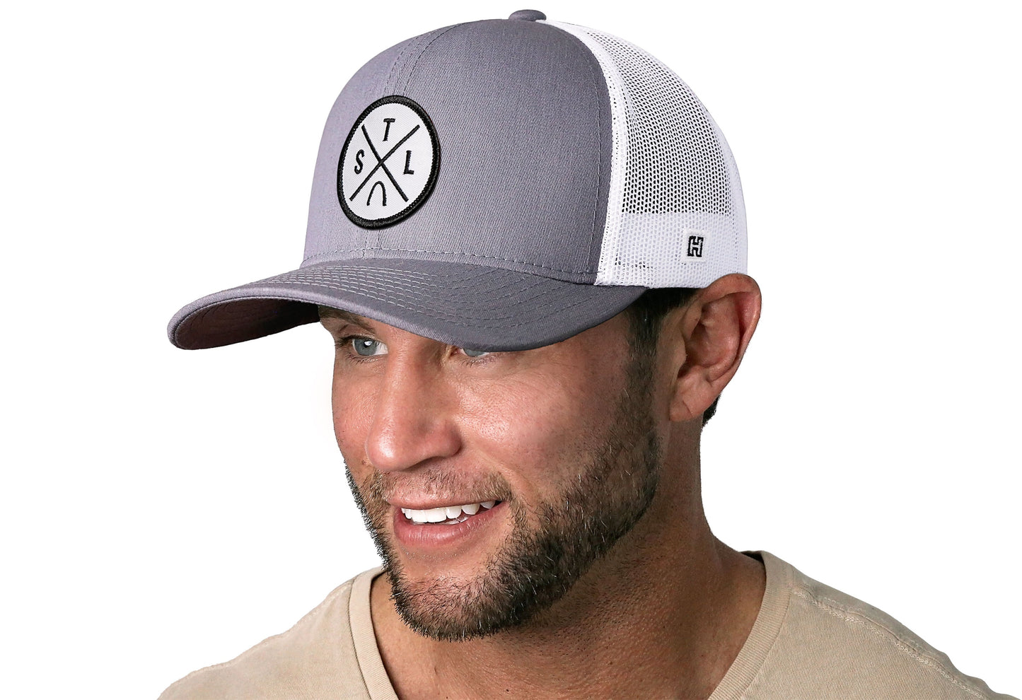 St. Louis Trucker Hat  |  Gray-White STL X Snapback